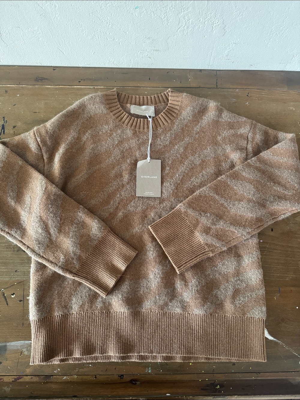 Everlane Zebra-Pattern Crewneck Sweater S